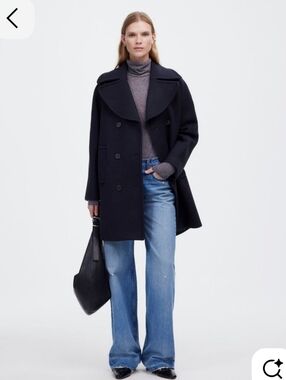 NWT Navy Wool Peacoat Oversided Madewell Small